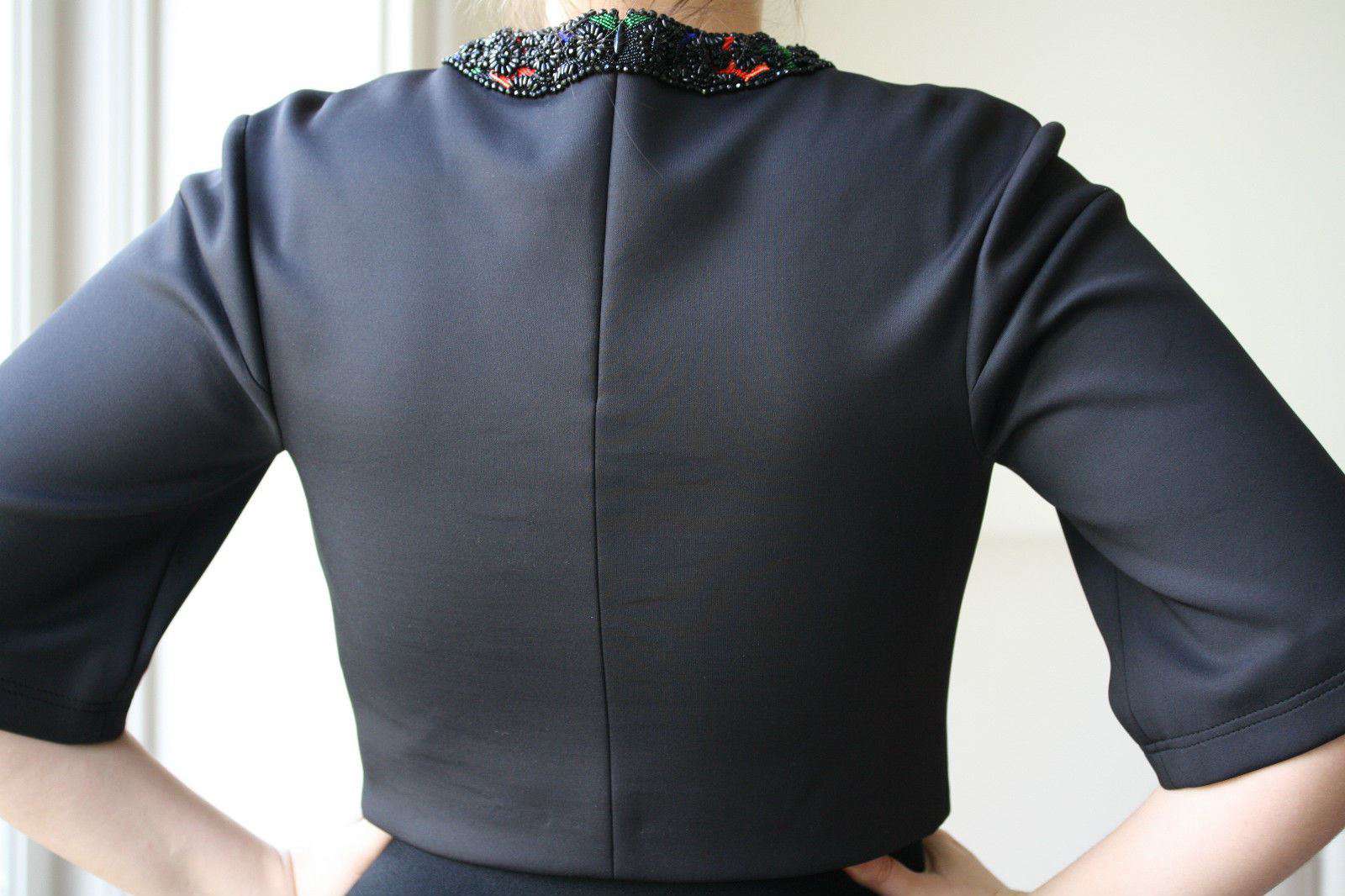 ALEXANDER MCQUEEN BLACK BEADED NECKLINE SCUBA TOP IT 40 UK 8 - Image 3