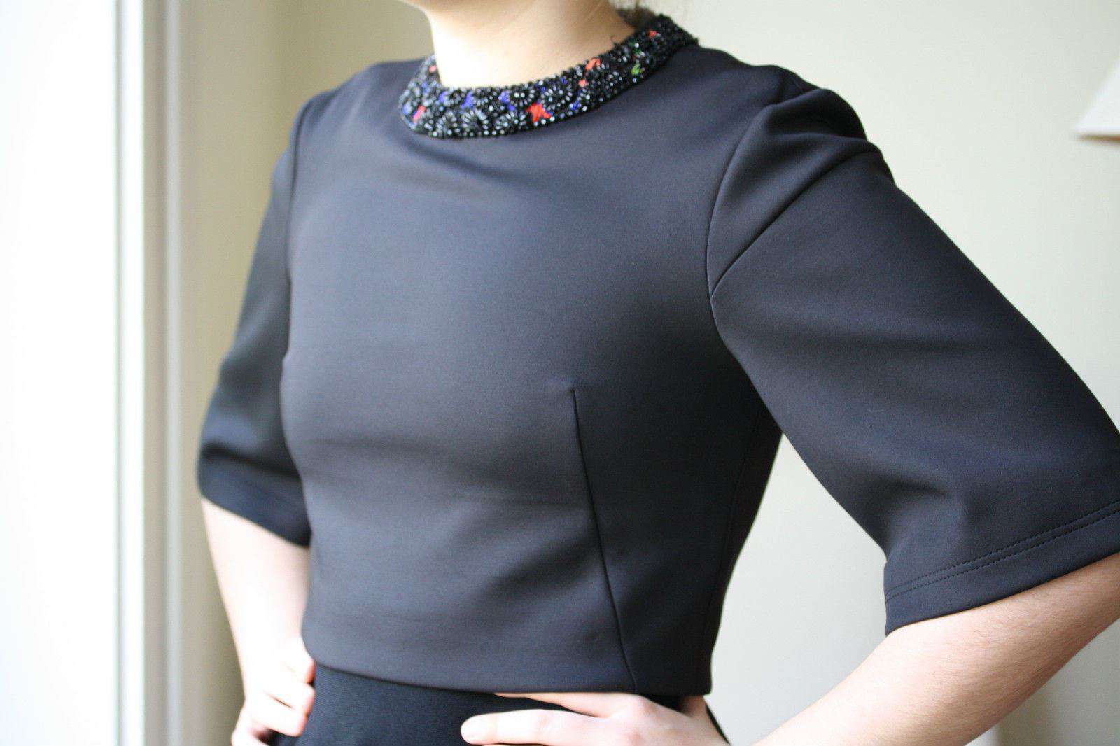 ALEXANDER MCQUEEN BLACK BEADED NECKLINE SCUBA TOP IT 40 UK 8 - Image 7