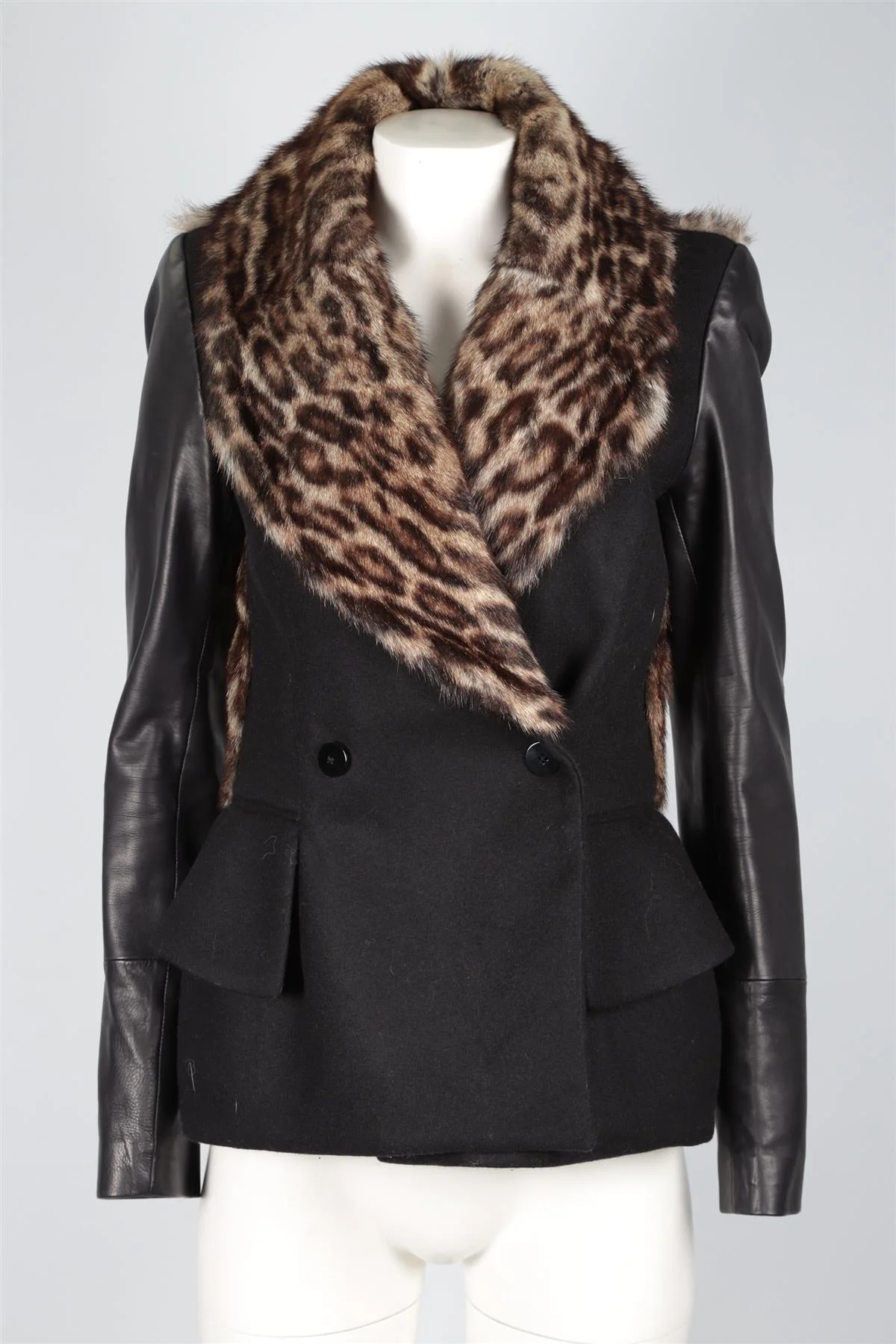 ALEXANDER MCQUEEN BLACK FUR AND WOOL JACKET IT 42 UK 10 - Image 2
