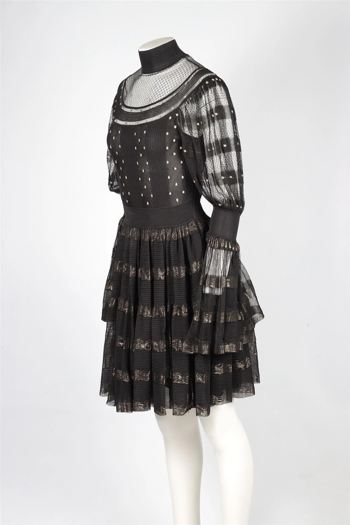 ALEXANDER MCQUEEN BLACK KNIT MINI DRESS MEDIUM - Image 3