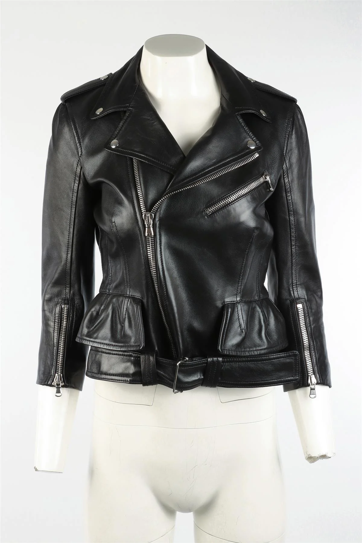 ALEXANDER MCQUEEN BLACK LEATHER JACKET IT 38 UK 6 - Image 2