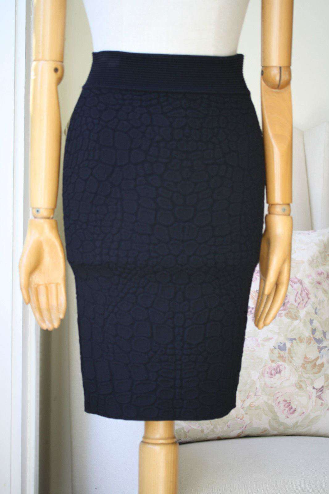 ALEXANDER MCQUEEN BLACK MOCK CROC SKIRT SMALL - Image 6