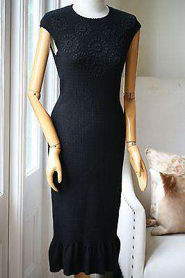 ALEXANDER MCQUEEN BLACK TEXTURED MIDI DRESS MEDIUM - Image 2
