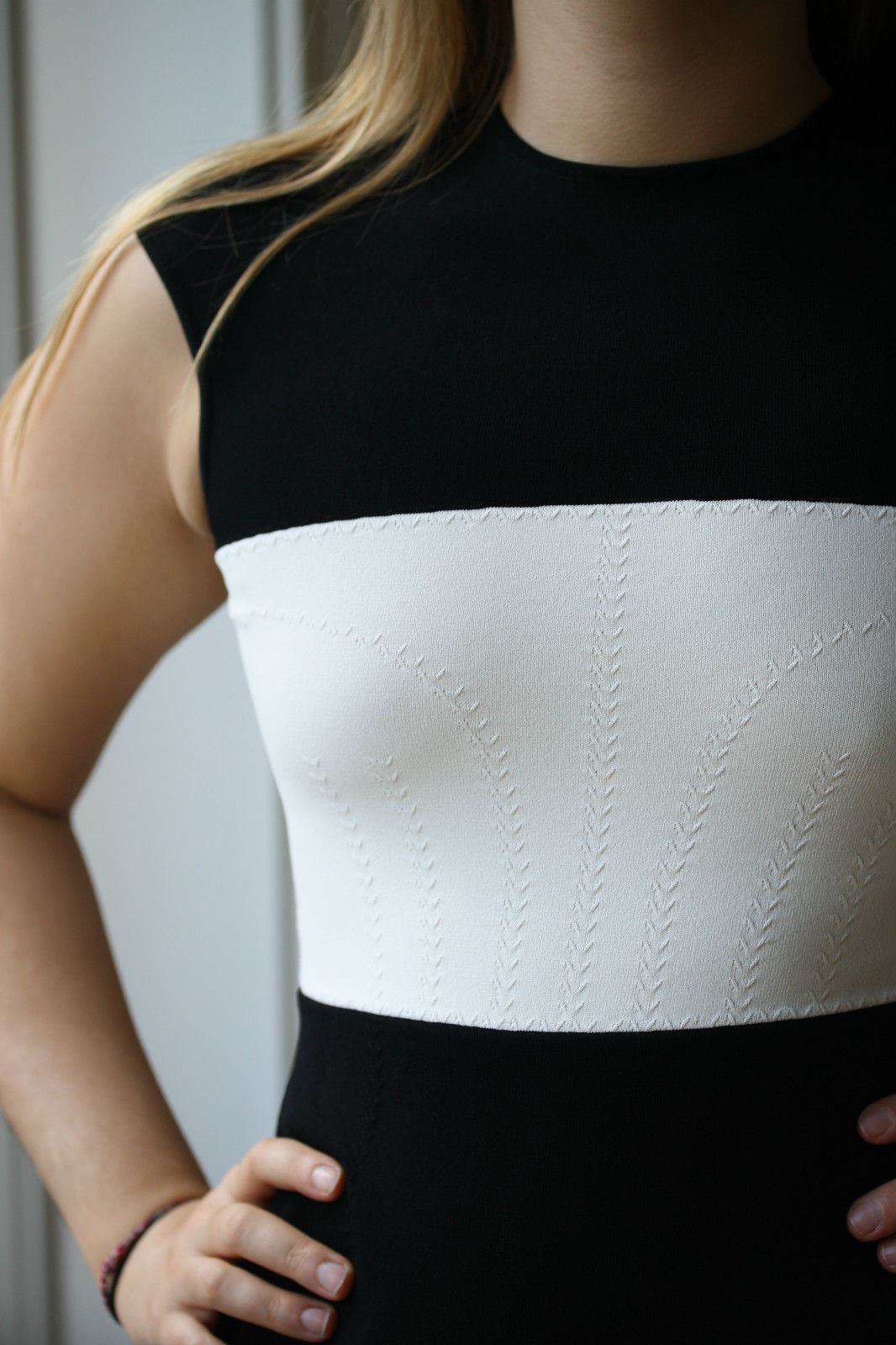 ALEXANDER MCQUEEN BLACK WHITE PEPLUM DRESS SMALL - Image 2
