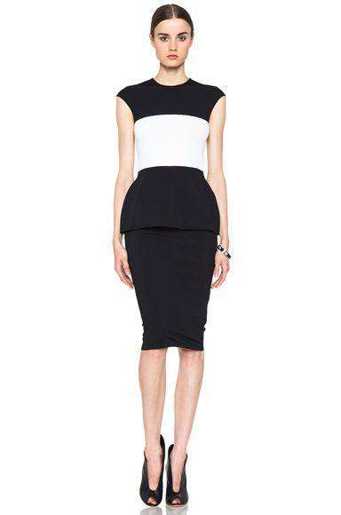 ALEXANDER MCQUEEN BLACK WHITE PEPLUM DRESS SMALL - Image 5