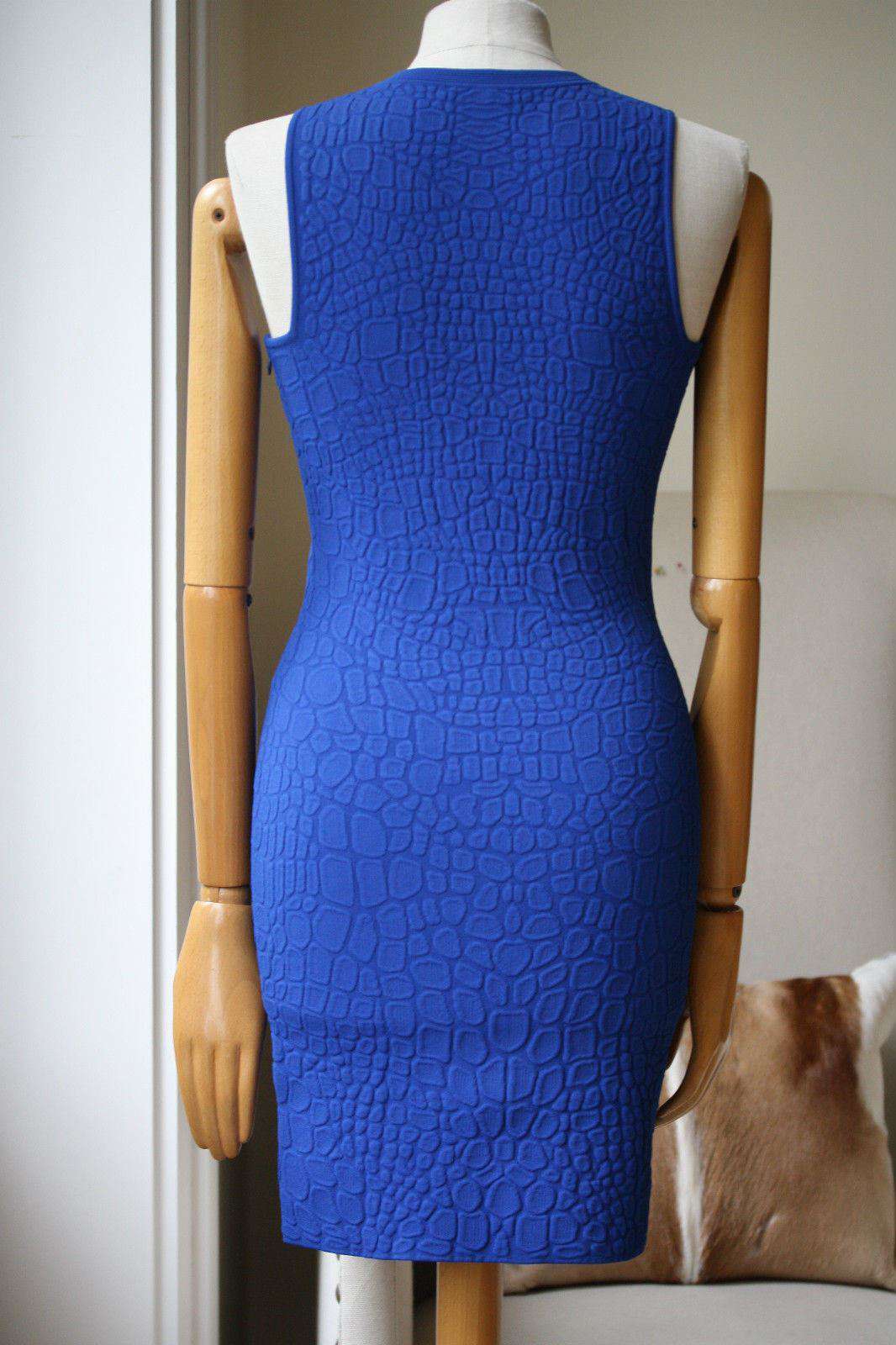 ALEXANDER MCQUEEN BLUE CROCODILE EMBOSSED DRESS SMALL - Image 5