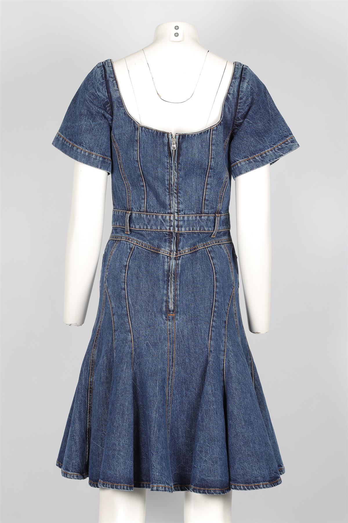ALEXANDER MCQUEEN BLUE DENIM MIDI DRESS IT 42 UK 10 - Image 4