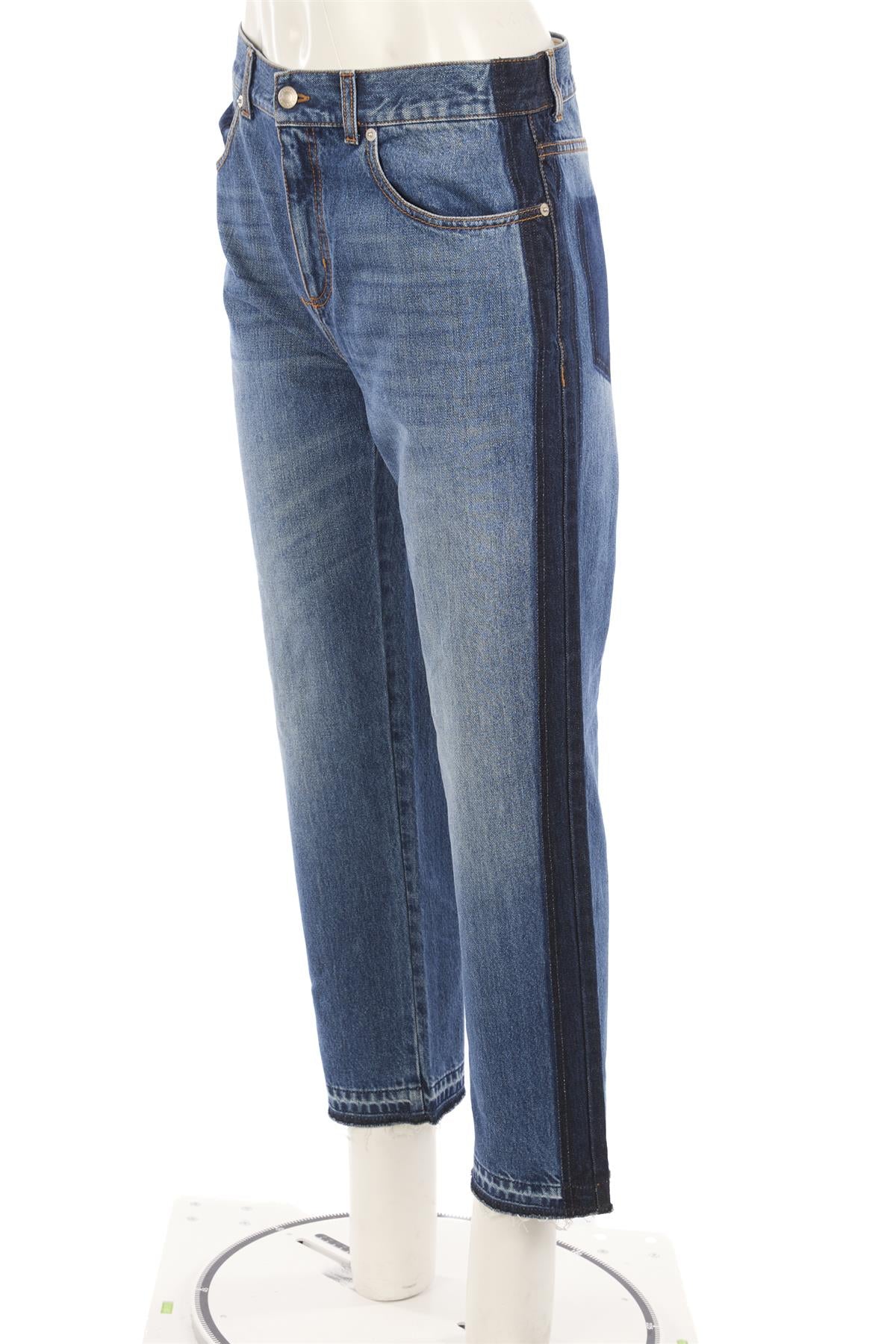 ALEXANDER MCQUEEN BLUE HIGH RISE STRAIGHT LEG JEANS W29 UK 10-12 - Image 3