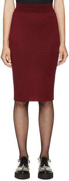 ALEXANDER MCQUEEN BURGUNDY FITTED KNIT SKIRT XSMALL - Image 3