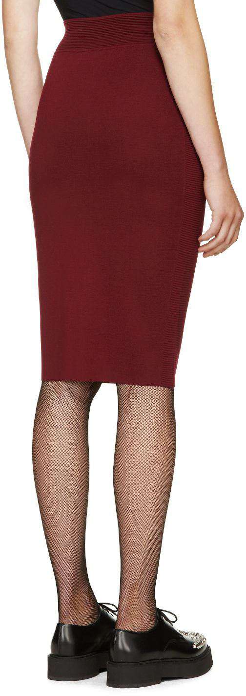ALEXANDER MCQUEEN BURGUNDY FITTED KNIT SKIRT XSMALL - Image 7