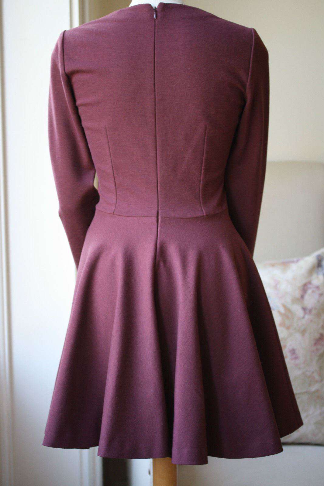 ALEXANDER MCQUEEN BURGUNDY STRETCH WOOL BLEND DRESS IT 40 UK 8 - Image 6