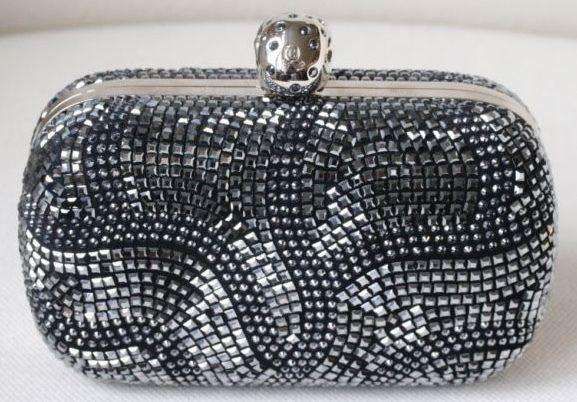 ALEXANDER MCQUEEN CLASSIC ART DECO CRYSTAL SKULL BOX CLUTCH - Image 4