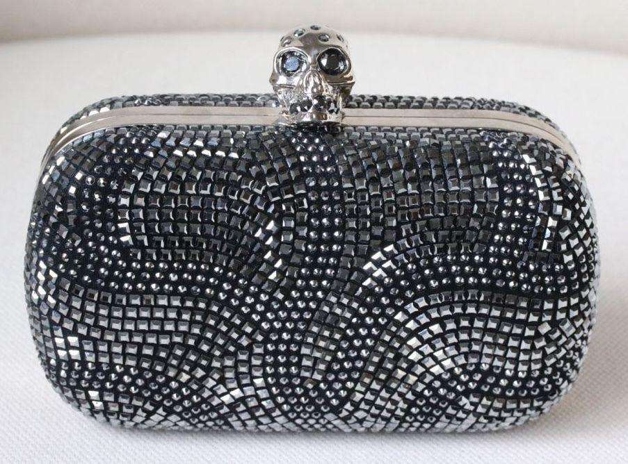 ALEXANDER MCQUEEN CLASSIC ART DECO CRYSTAL SKULL BOX CLUTCH - Image 7