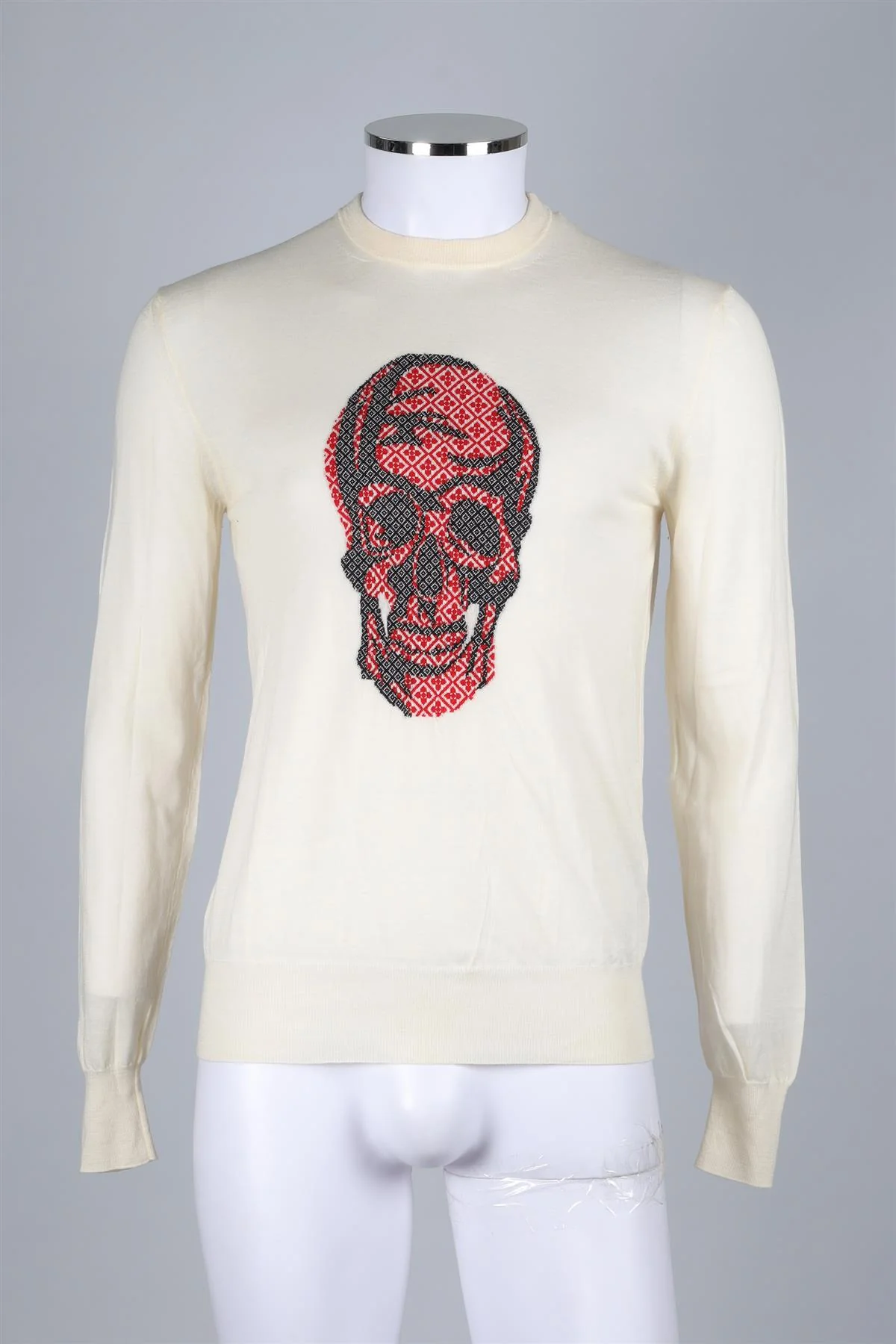 ALEXANDER MCQUEEN CREAM MEN'S WOOL SWEATER SMALL - Image 2