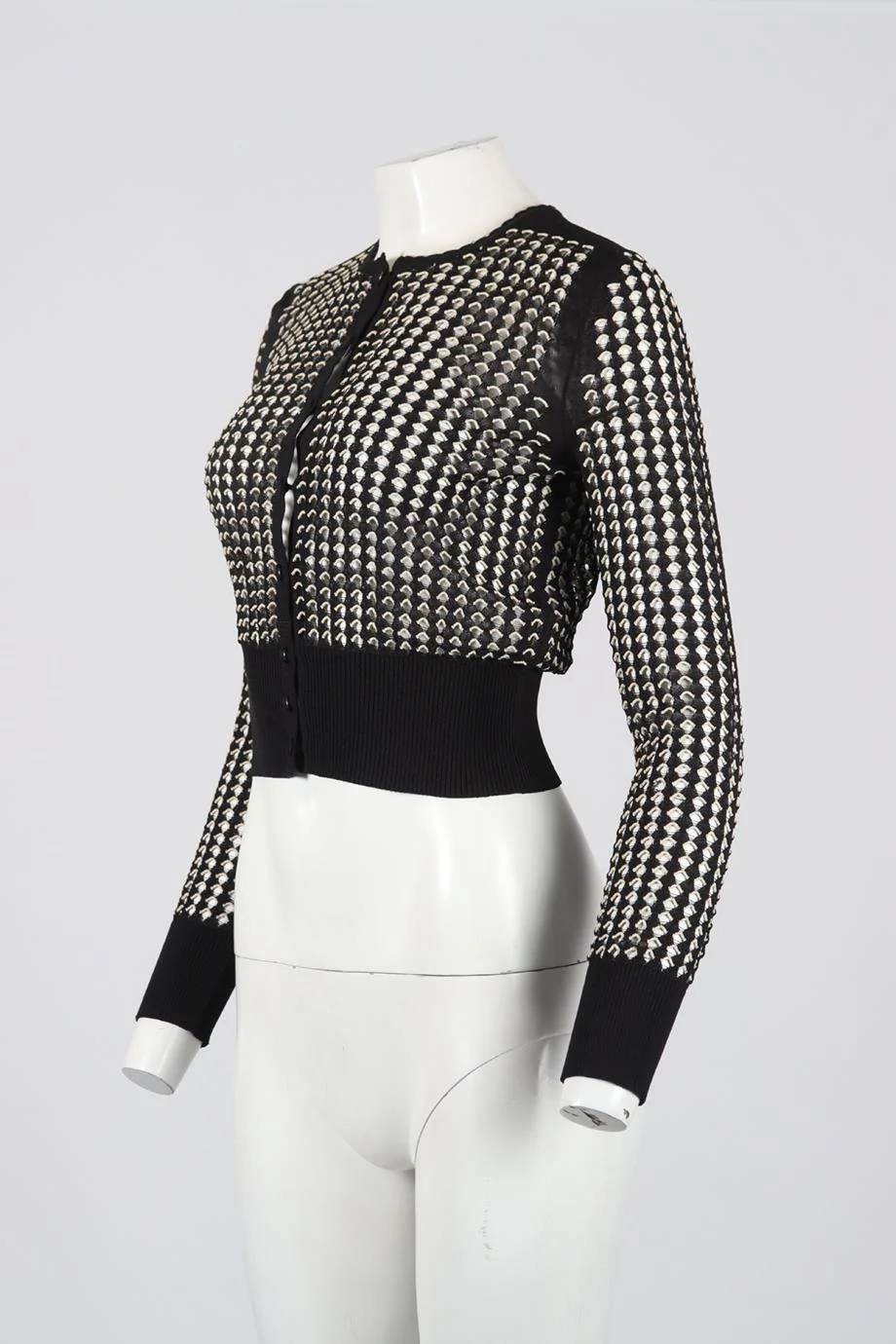 ALEXANDER MCQUEEN CROPPED COTTON BLEND CARDIGAN MEDIUM - Image 3
