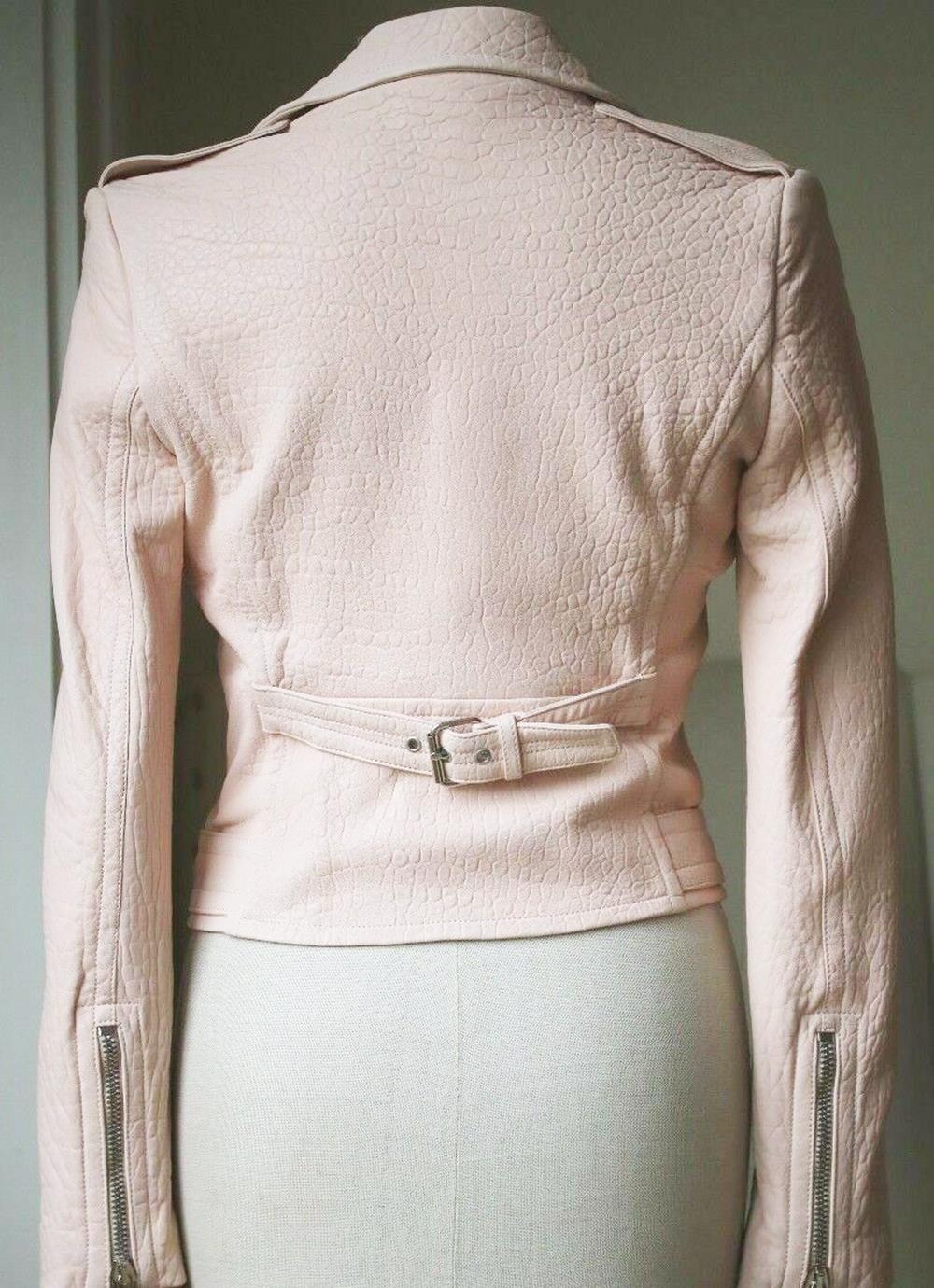ALEXANDER MCQUEEN CROPPED TEXTURED LEATHER BIKER JACKET IT 40 UK 8 - Image 5