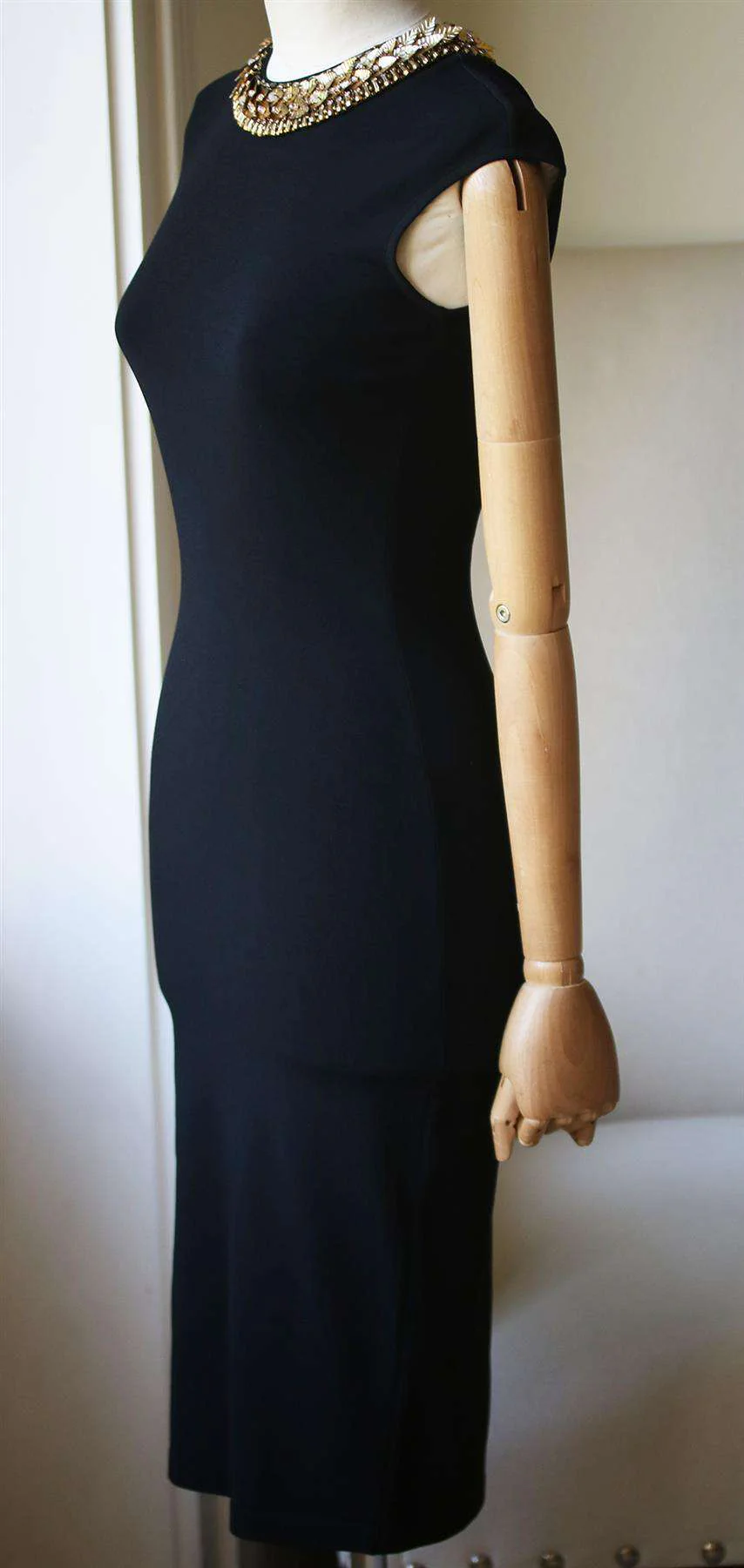 ALEXANDER MCQUEEN EMBELLISHED STRETCH KNIT DRESS XSMALL - Image 3