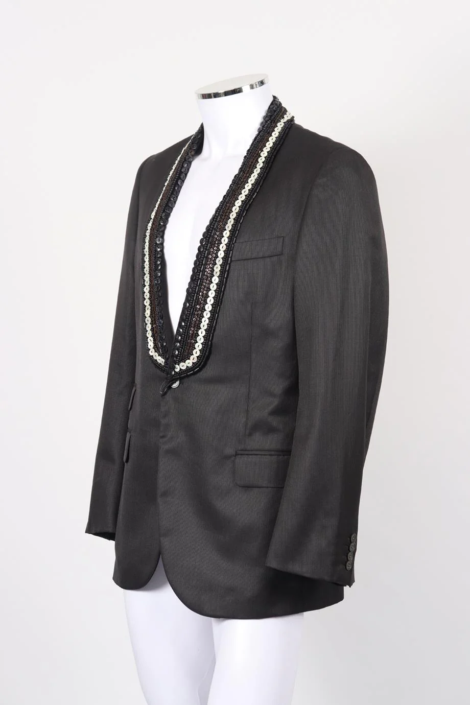 ALEXANDER MCQUEEN EMBELLISHED WOOL AND SILK BLEND BLAZER IT 54 UK 44 - Image 3