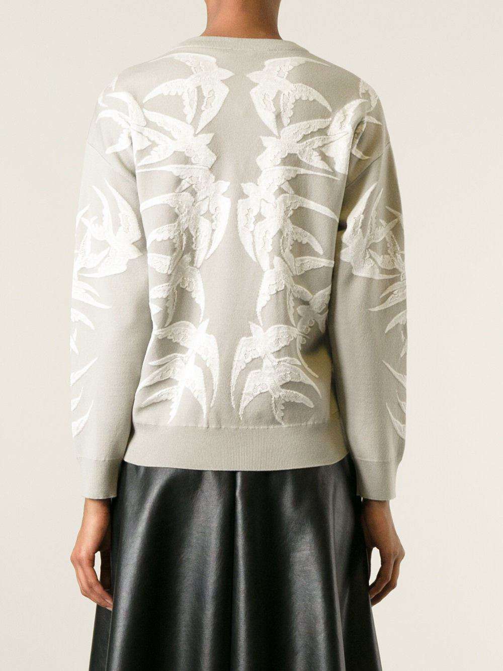 ALEXANDER MCQUEEN GREY LACE BIRD JACQUARD SWEATSHIRT XS - Image 2
