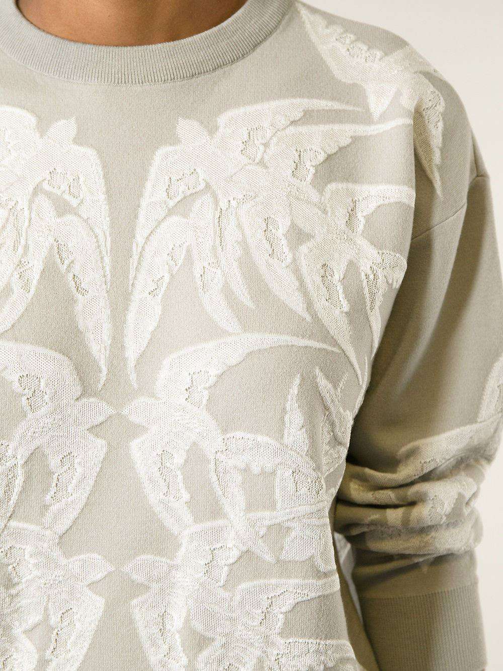 ALEXANDER MCQUEEN GREY LACE BIRD JACQUARD SWEATSHIRT XS - Image 3