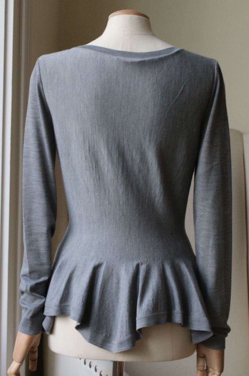 ALEXANDER MCQUEEN GREY MERINO WOOL PEPLUM SWEATER MEDIUM - Image 8