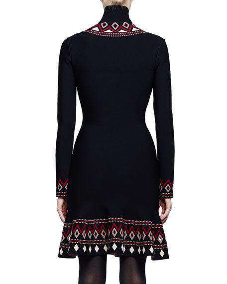 ALEXANDER MCQUEEN LONG-SLEEVE GEOMETRIC-PRINT DRESS MEDIUM - Image 4