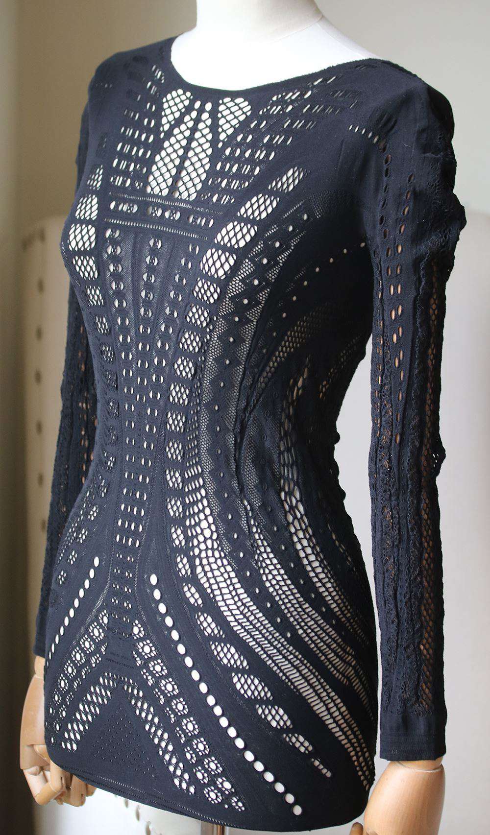 ALEXANDER MCQUEEN MESH CUTOUT LONG SLEEVE TOP SMALL - Image 2