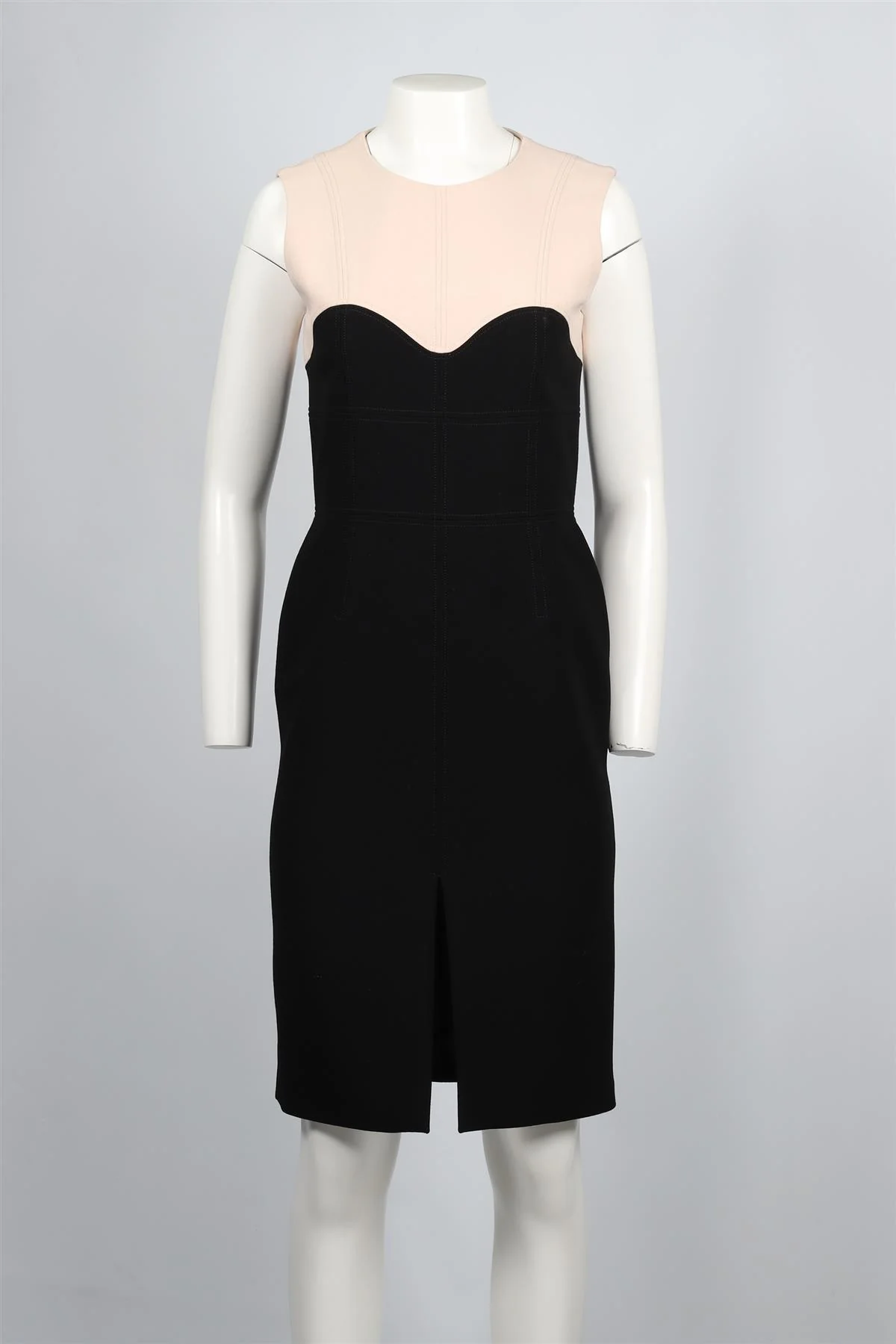 ALEXANDER MCQUEEN NUDE AND BLACK WOOL BLEND DRESS IT 42 UK 10 - Image 2