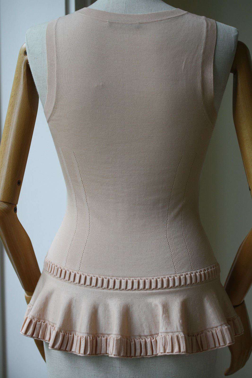ALEXANDER MCQUEEN NUDE PEPLUM KNITTED TOP SMALL - Image 5