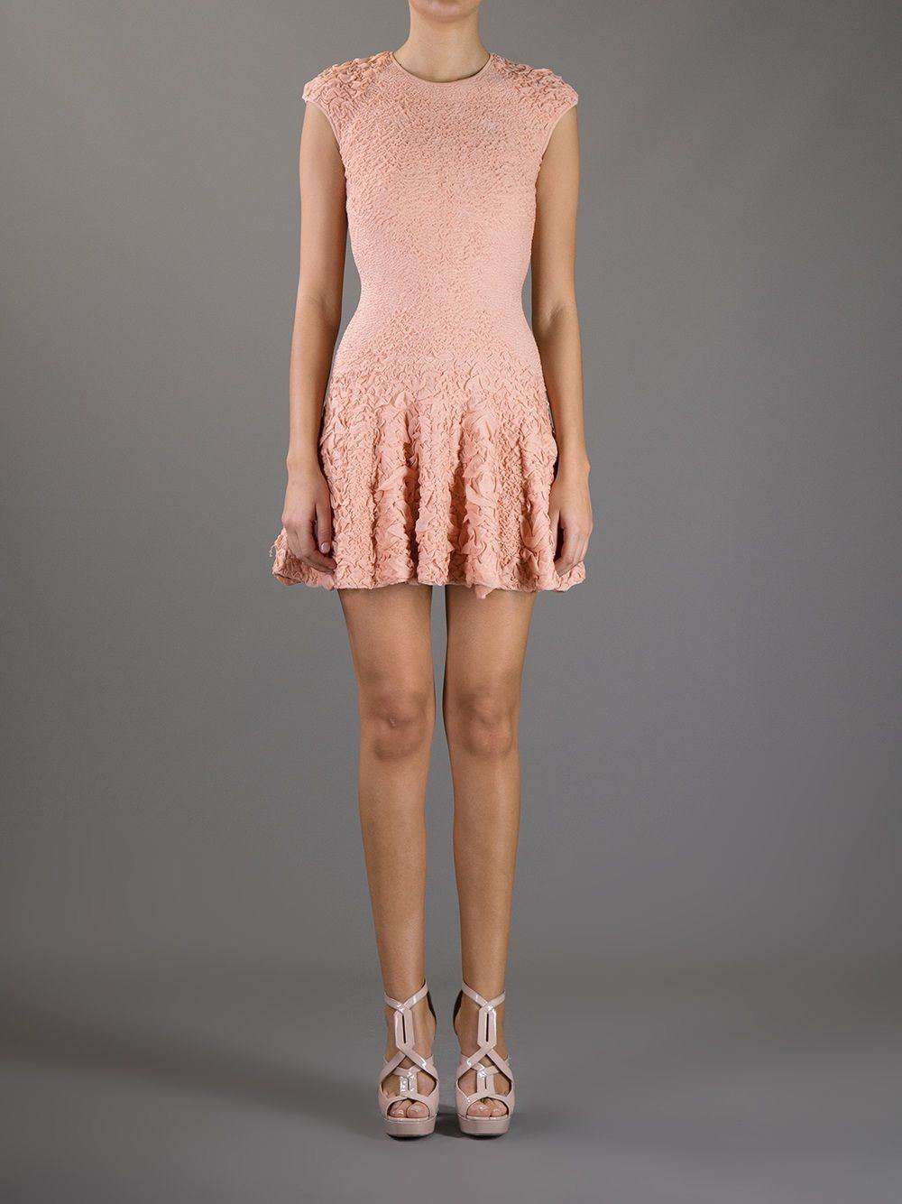ALEXANDER MCQUEEN NUDE RUFFLE KNITTED DRESS MEDIUM - Image 8