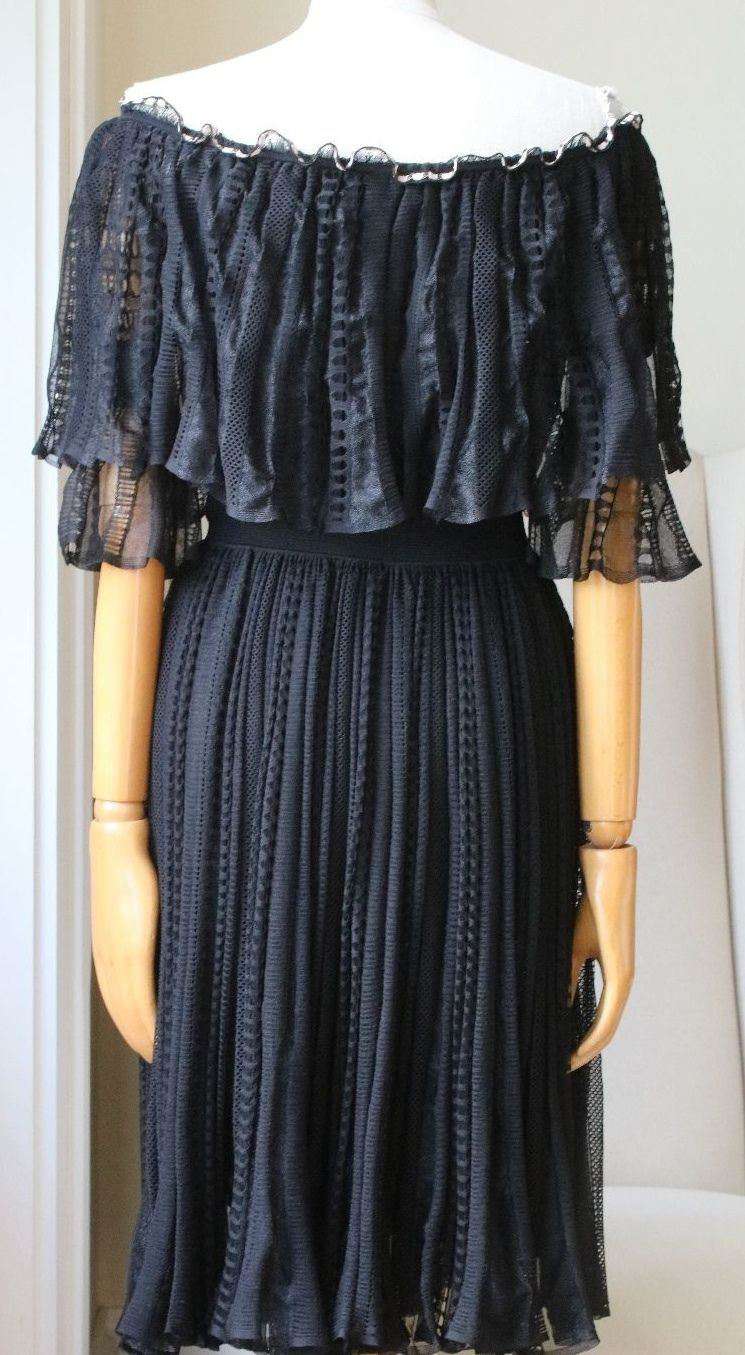 ALEXANDER MCQUEEN OFF-THE-SHOULDER RUFFLED KNITTED DRESS MEDIUM - Image 2
