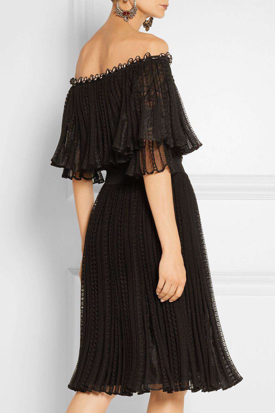 ALEXANDER MCQUEEN OFF-THE-SHOULDER RUFFLED KNITTED DRESS MEDIUM - Image 7