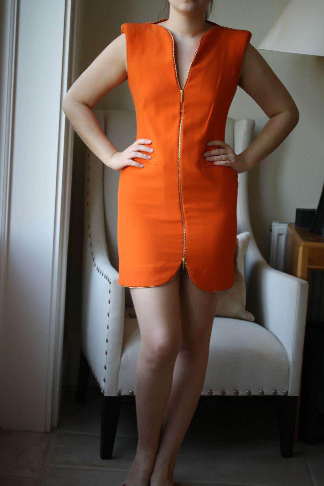 ALEXANDER MCQUEEN ORANGE CREPE DRESS UK 10 - Image 4