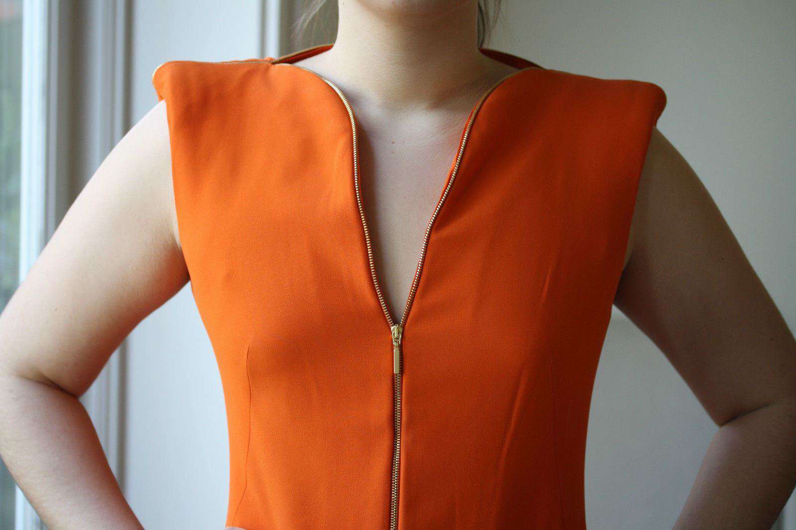 ALEXANDER MCQUEEN ORANGE CREPE DRESS UK 10 - Image 5