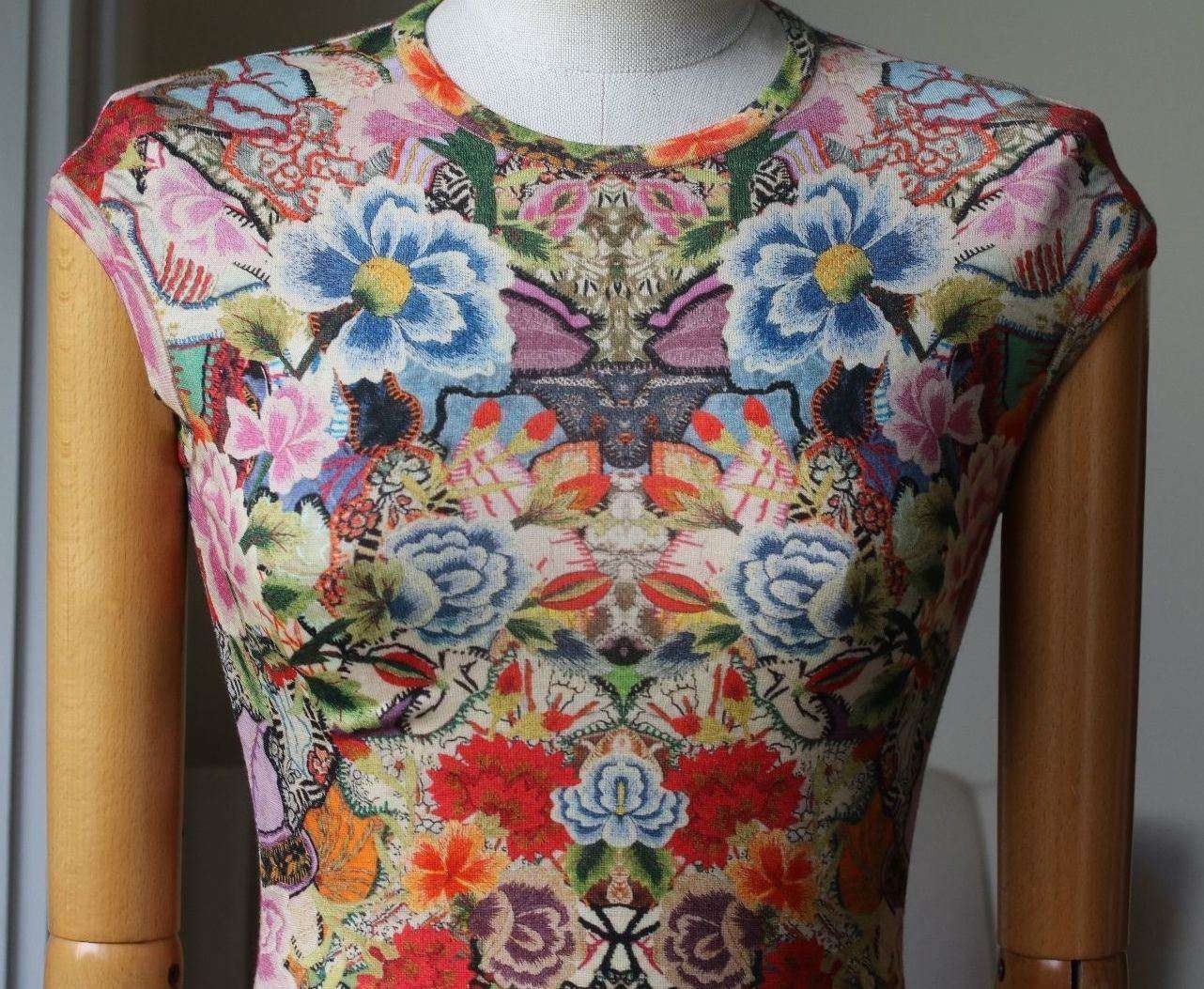 ALEXANDER MCQUEEN PATCHWORK FLORAL PRINT WOOL DRESS XSMALL - Image 7