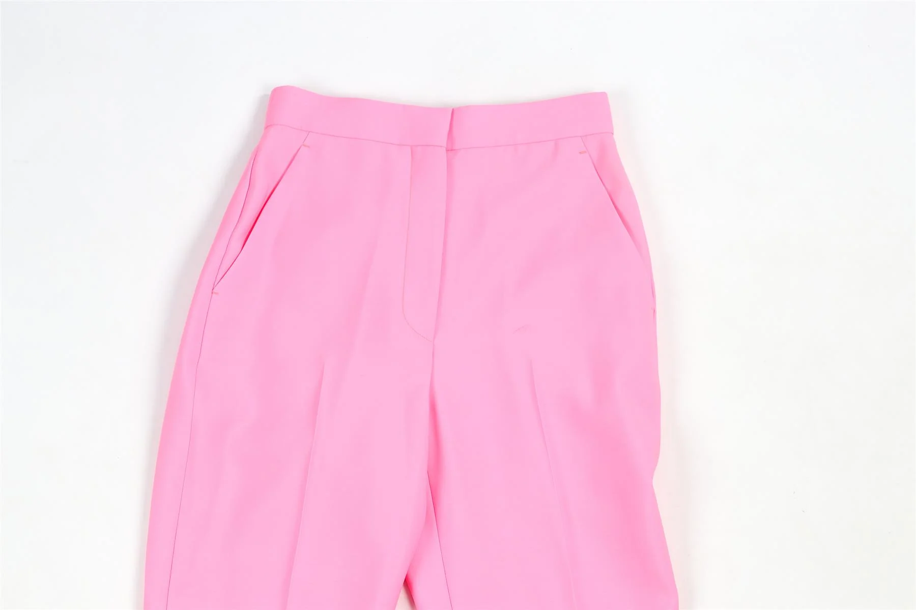 ALEXANDER MCQUEEN PINK WOOL STRAIGHT LEG PANTS IT 38 UK 6 - Image 3
