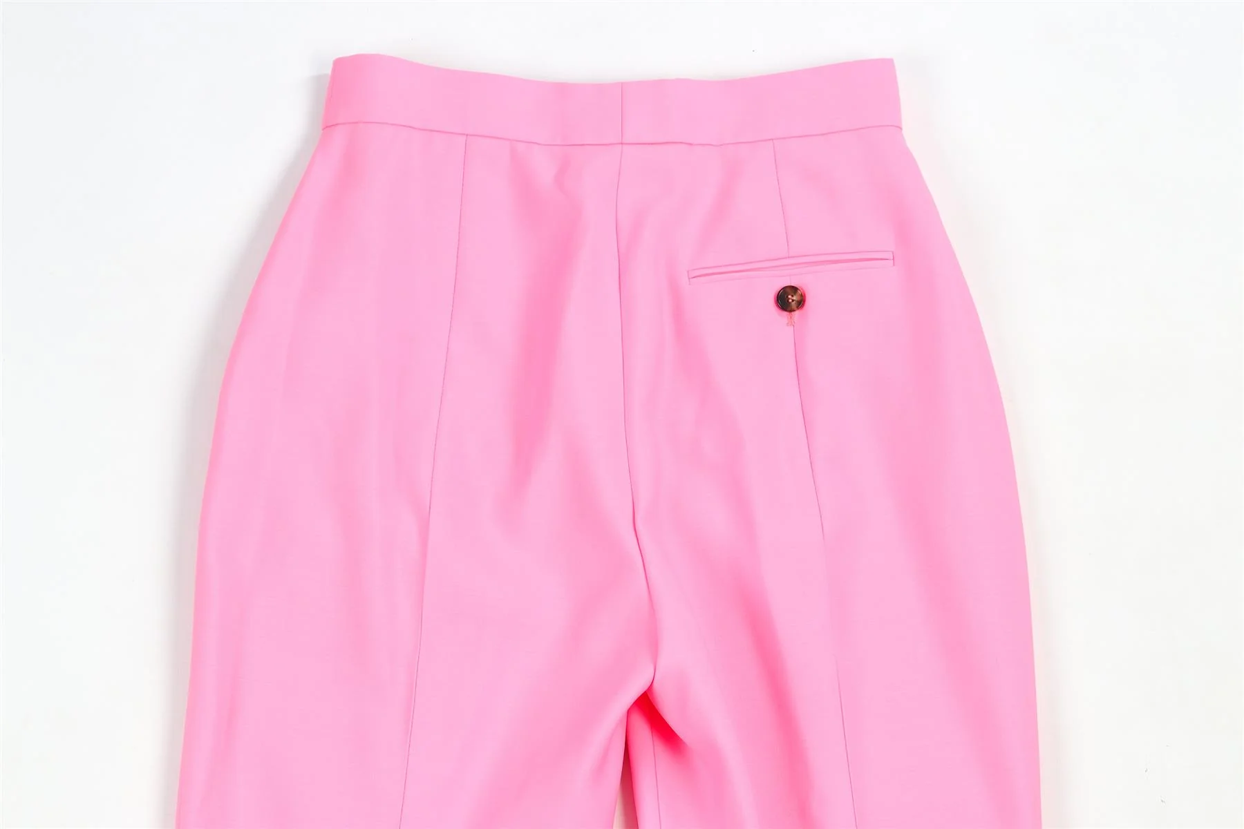 ALEXANDER MCQUEEN PINK WOOL STRAIGHT LEG PANTS IT 38 UK 6 - Image 5