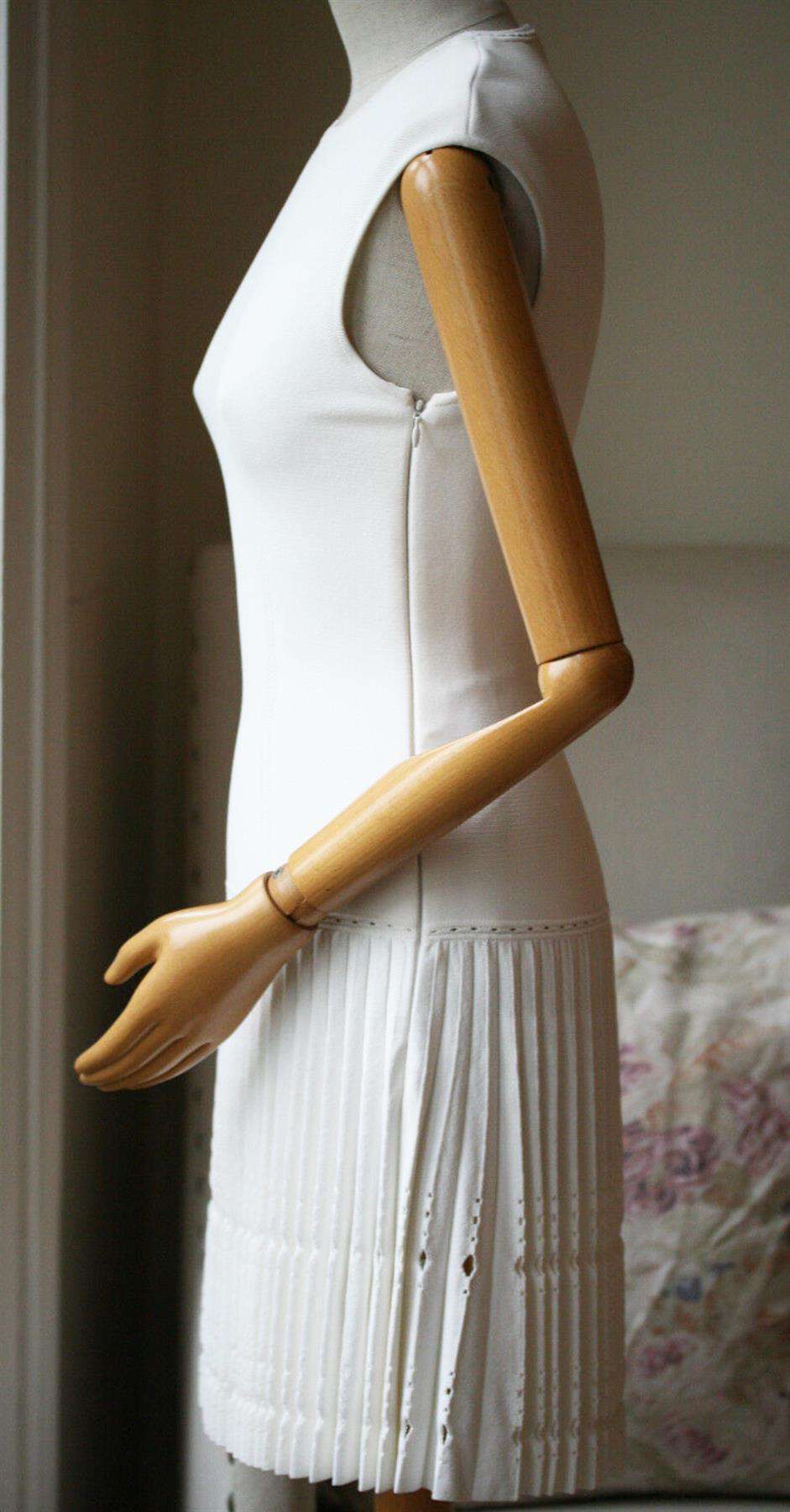 ALEXANDER MCQUEEN PLEATED PERFORATED DRESS SMALL - Image 4