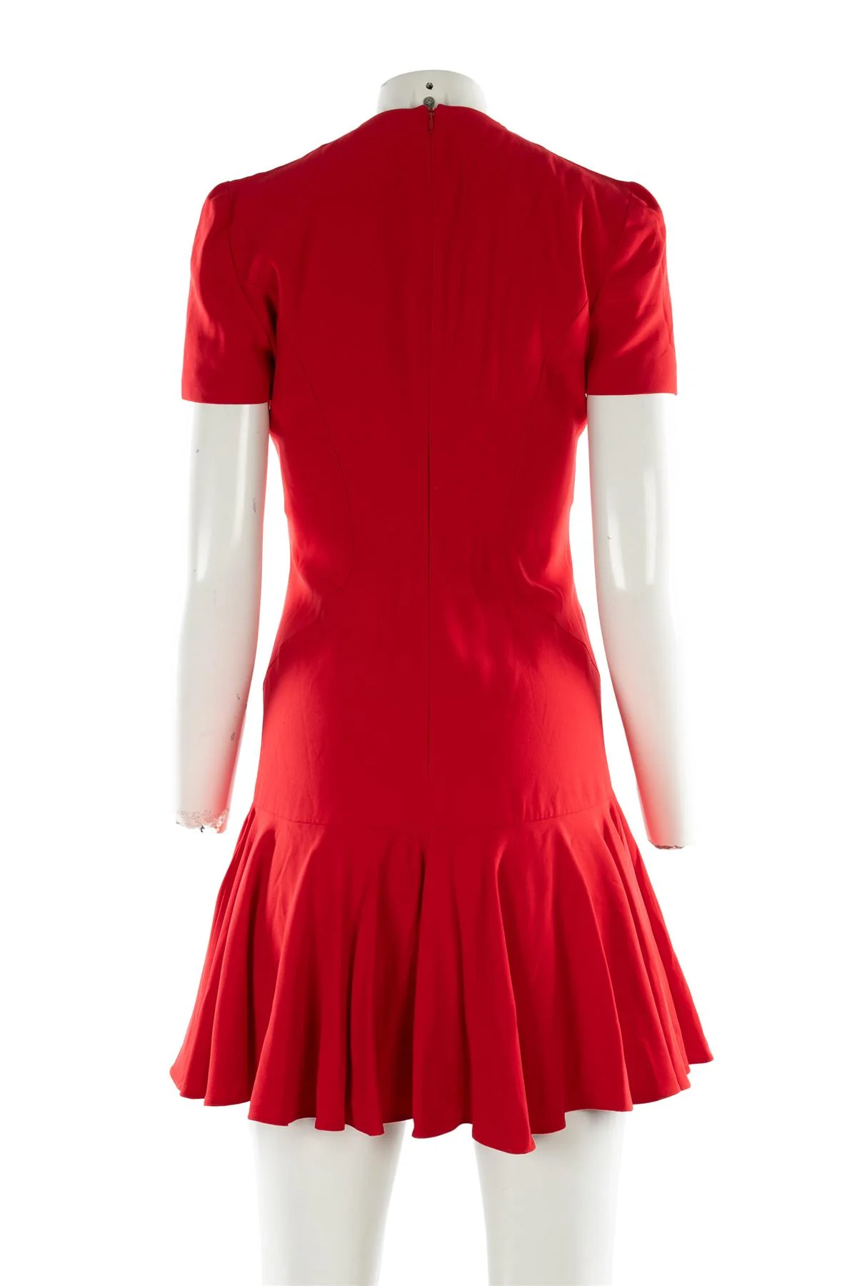 ALEXANDER MCQUEEN RED CREPE MINI DRESS IT 40 UK 8 - Image 4