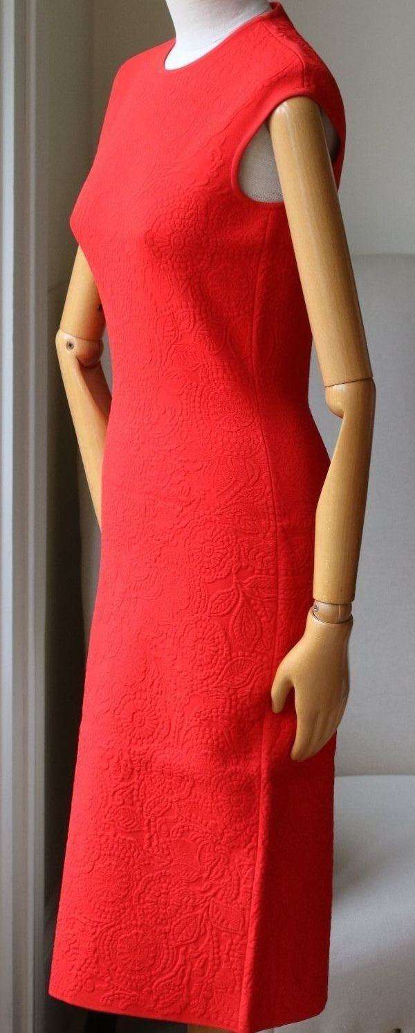 ALEXANDER MCQUEEN RED JACQUARD MIDI DRESS MEDIUM - Image 3