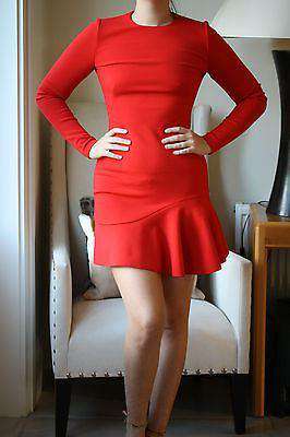 ALEXANDER MCQUEEN RED WOOL FRILL HEM DRESS IT 44 UK 12 - Image 5