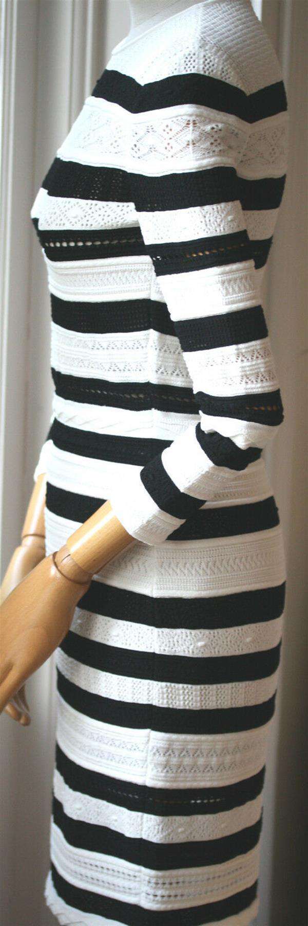 ALEXANDER MCQUEEN STRIPED LACE KNIT DRESS SMALL - Image 4