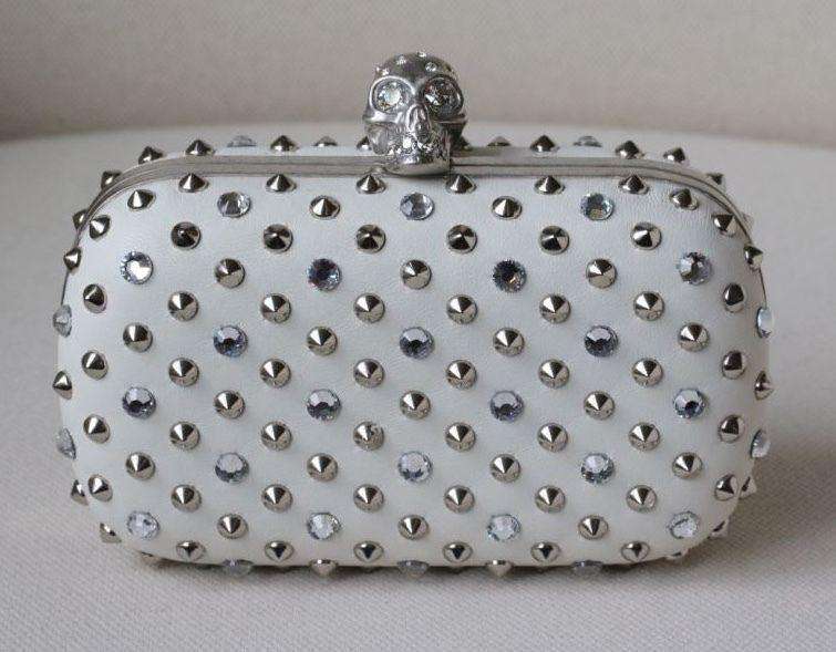 ALEXANDER MCQUEEN STUDDED CRYSTAL SKULL BOX CLUTCH - Image 9