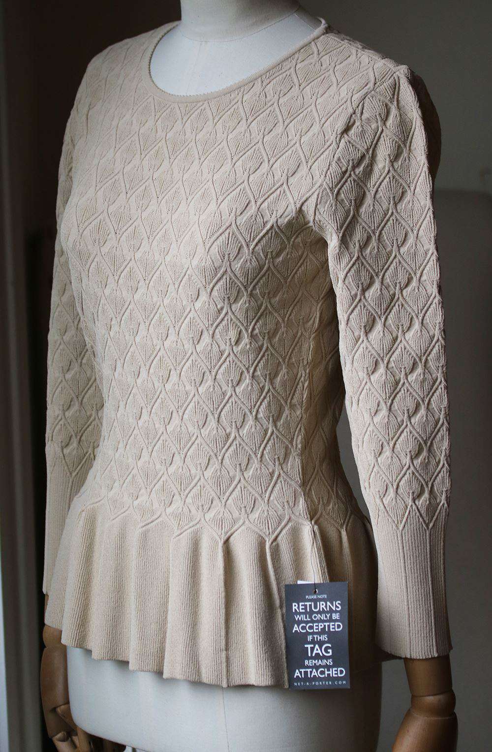 ALEXANDER MCQUEEN TEXTURED KNITTED PEPLUM TOP LARGE - Image 3