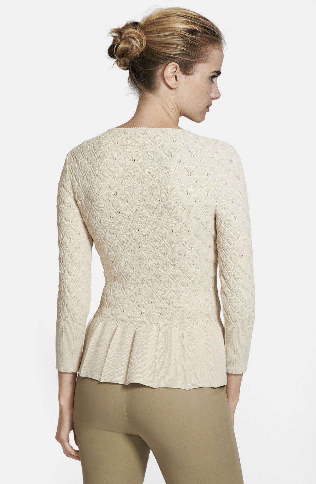 ALEXANDER MCQUEEN TEXTURED PEPLUM SWEATER TOP LARGE - Image 3