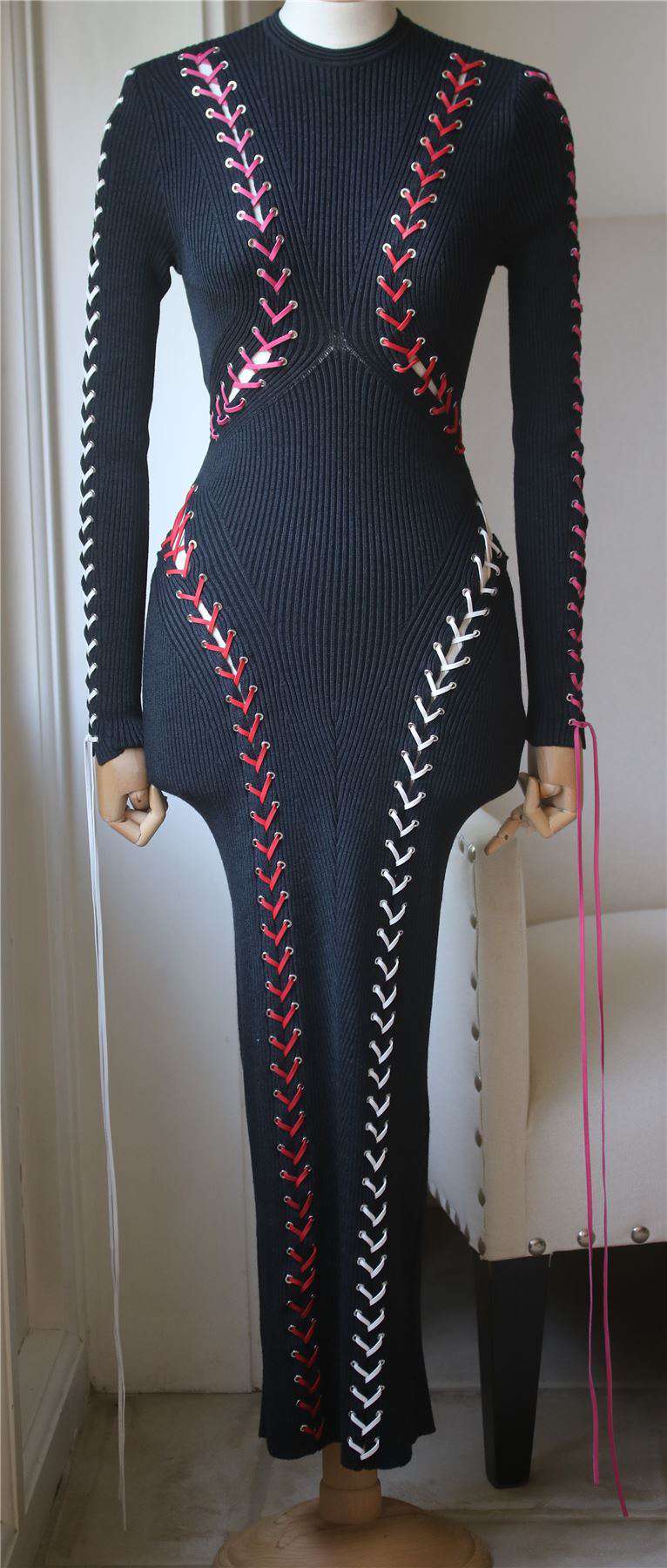 ALEXANDER MCQUEEN WHIPSTITCHED RIBBED-KNIT MAXI DRESS XSMALL - Image 2
