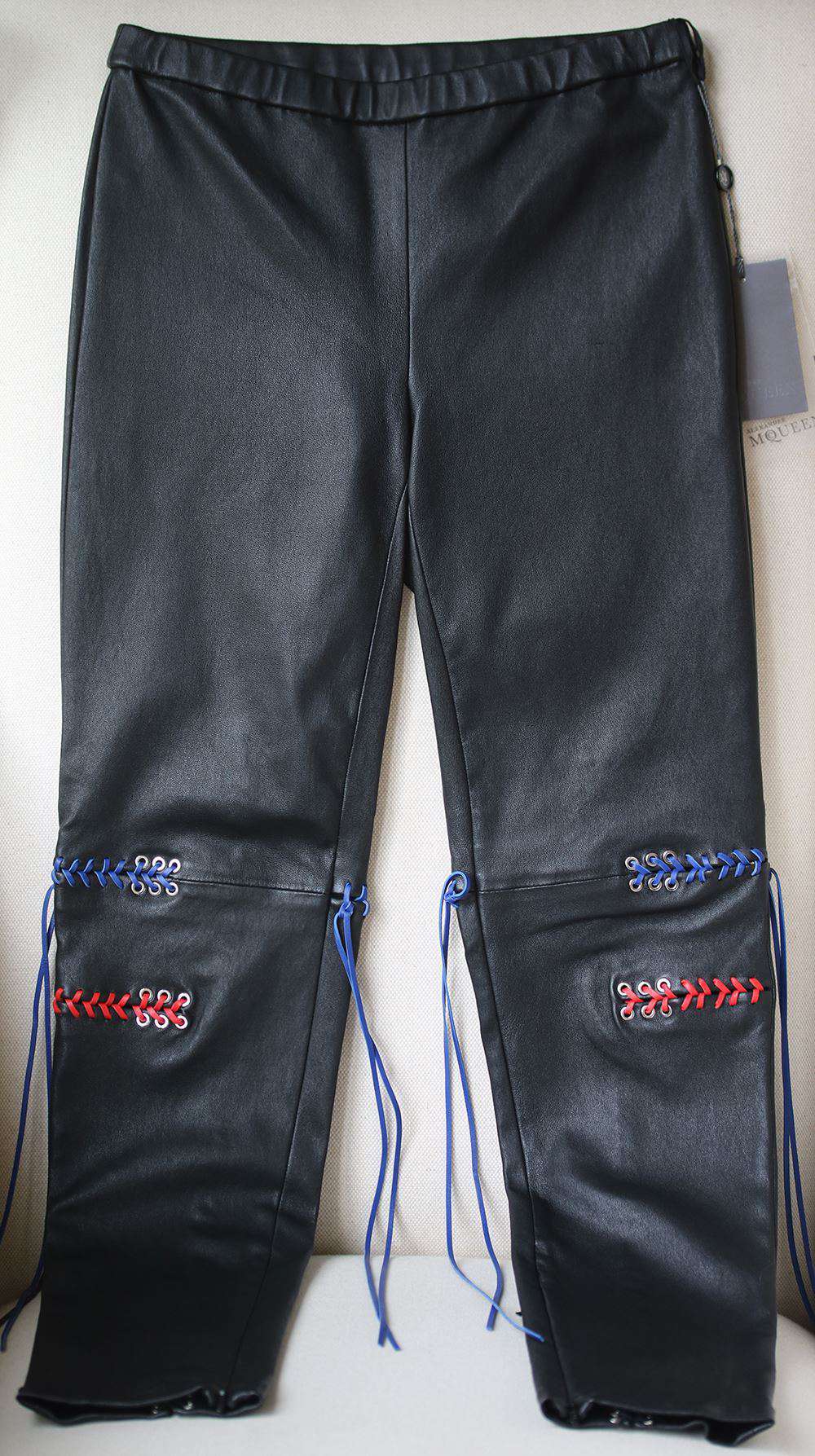 ALEXANDER MCQUEEN WHIPSTITCHED STRETCH-LEATHER LEGGINGS IT 40 UK 8 - Image 4