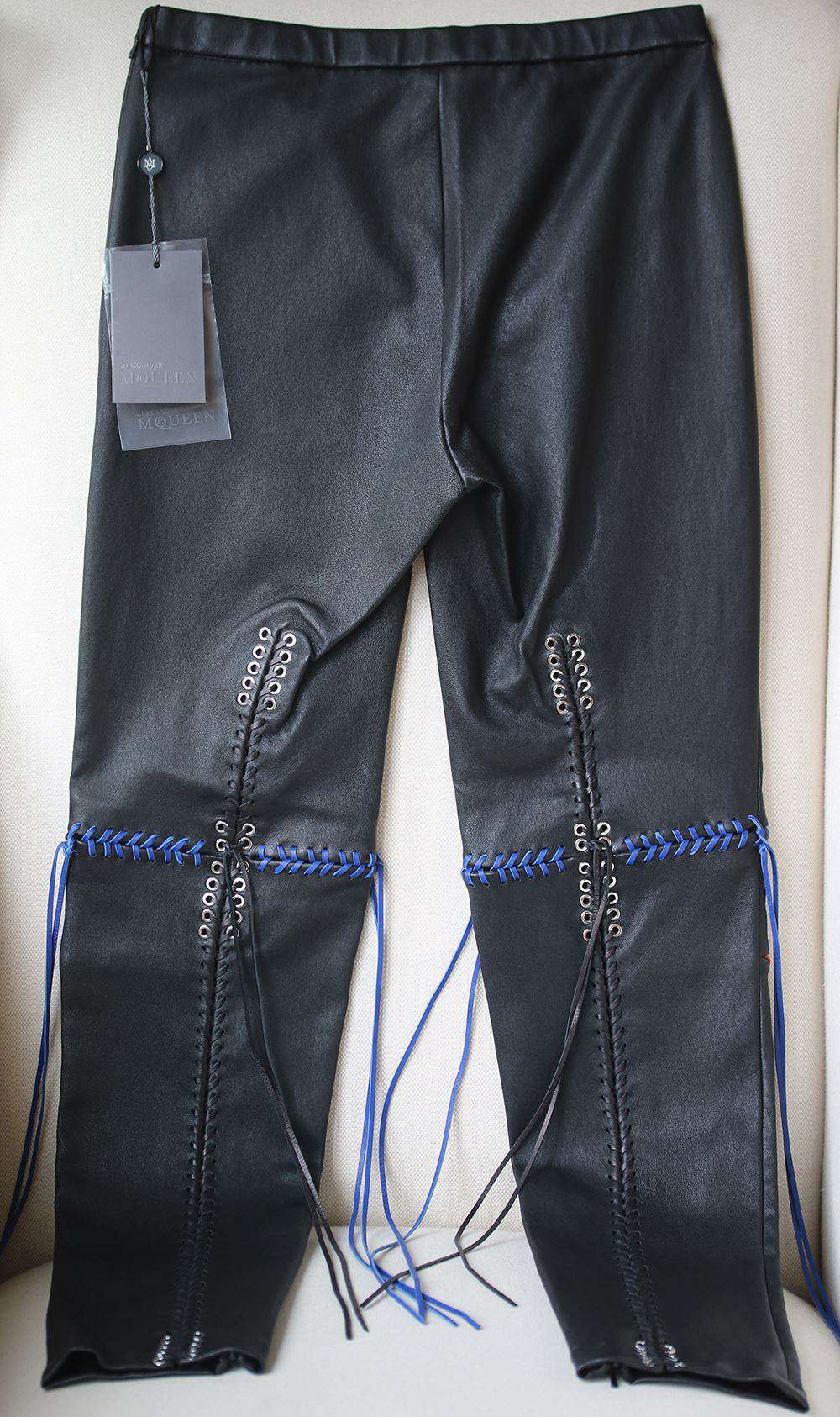 ALEXANDER MCQUEEN WHIPSTITCHED STRETCH-LEATHER LEGGINGS IT 40 UK 8 - Image 5