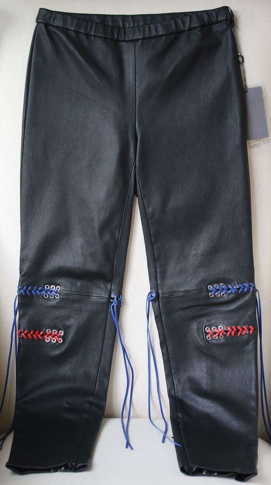 ALEXANDER MCQUEEN WHIPSTITCHED STRETCH LEATHER LEGGINGS IT 40 UK 8 - Image 3
