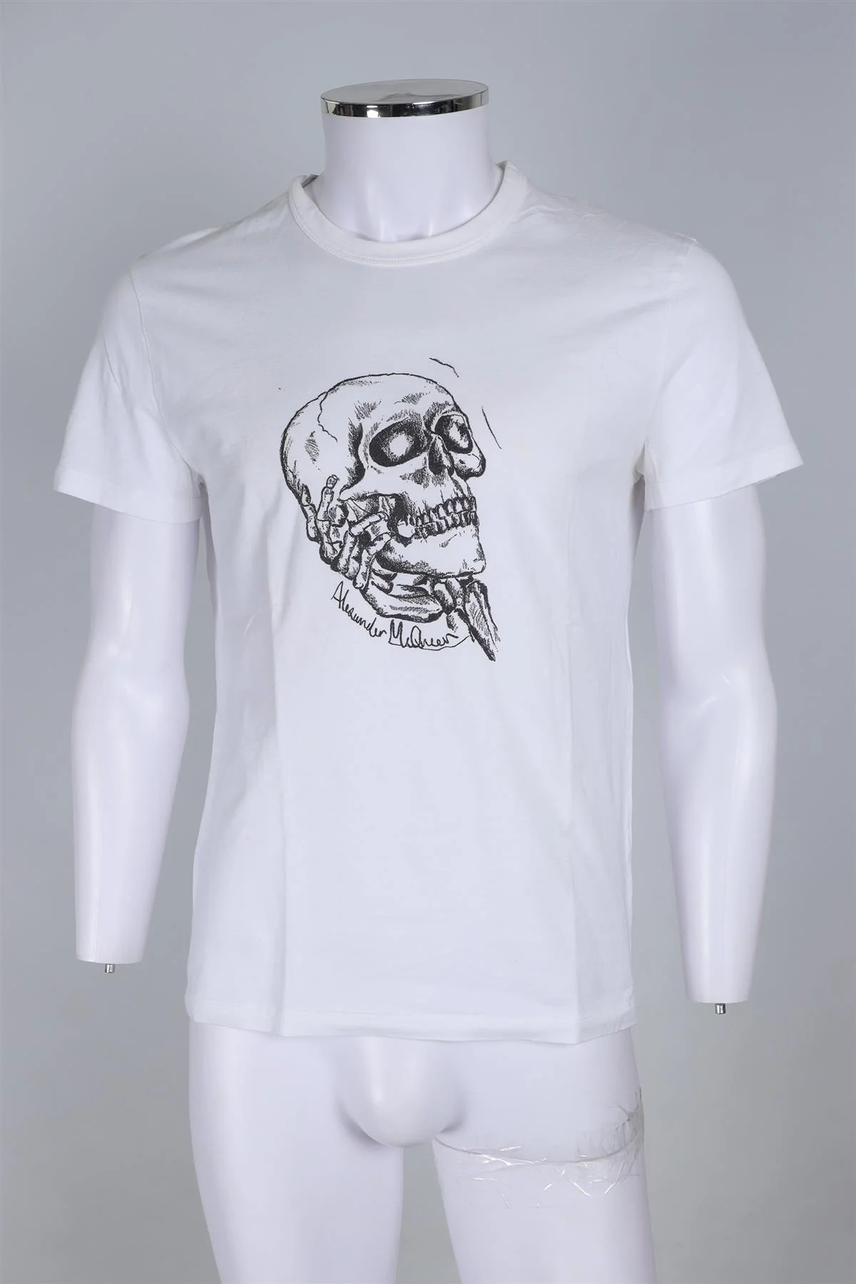ALEXANDER MCQUEEN WHITE MENS COTTON T-SHIRT SMALL - Image 2